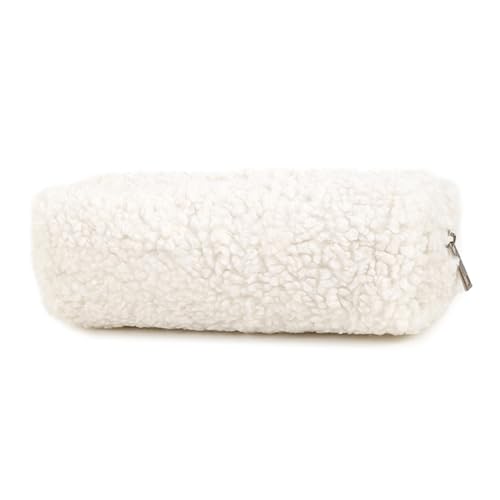 ZORESCOLEO Plüsch-Federmäppchen, großes Fach, Reißverschluss, Stift-Organizer, Tasche, Reise-Make-up-Tasche für Studenten, Frauen, Mädchen, weiß, as the pic show von ZORESCOLEO
