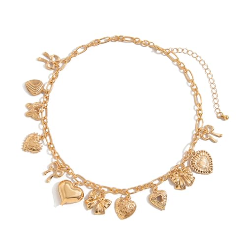 ZORESCOLEO Punk-Stil, verstellbarer Herz-Anhänger, elegante Halskette, praktisches Accessoire für trendige Frauen, Modeschmuck, Geschenke, as the pic show, Metall von ZORESCOLEO