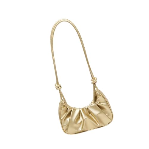 ZORESCOLEO Stilvolle koreanisch inspirierte plissierte Umhängetasche für Damen, Mehrzweck-Umhängetasche mit geräumigen Fächern, gold, AS the pic show von ZORESCOLEO