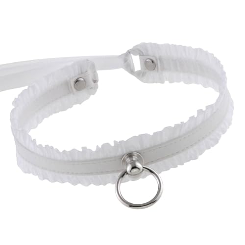 ZORESCOLEO Stilvolle schwarze Spitzen-Choker-Halskette mit Metalldekor, Modeschmuck für Rollenspielveranstaltungen, as the pic show, Spitze + Eisenkette + Schnalle aus Legierung von ZORESCOLEO