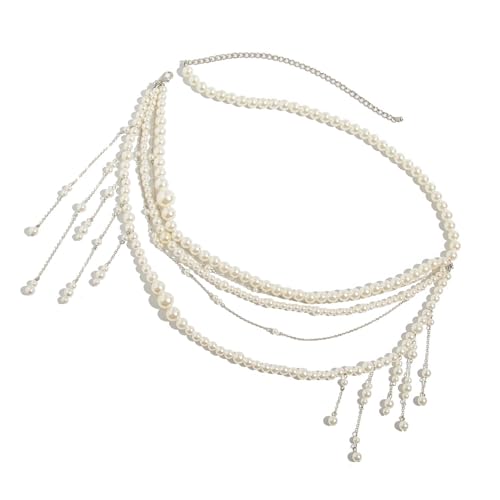 ZORESCOLEO Taillenkette mit Kunstperlen und Quasten für Damen, verstellbare Körperkette, Strandschmuck, Accessoire, Hochzeitszubehör, 1738, Imitationsperle + Kupfer von ZORESCOLEO