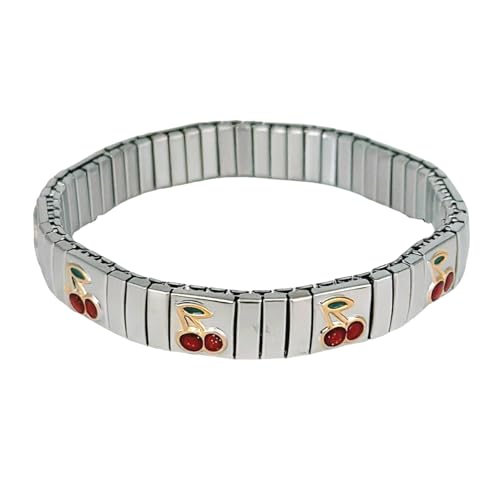 ZORESCOLEO Trendiges Armband mit Erdbeerfrucht-Design, verstellbar, italienische Handwerkskunst, bequemer Schmuck für Damen und Mädchen, as the pic show, Edelstahl von ZORESCOLEO