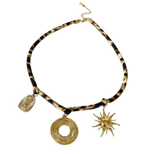 ZORESCOLEO Vintage Trend Designs handgefertigte Halskette vergoldet Herz Conch Anhänger für Frauen Pullover Kette wasserdichte Kette wie abgebildet Stoffseil Edelstahl von ZORESCOLEO