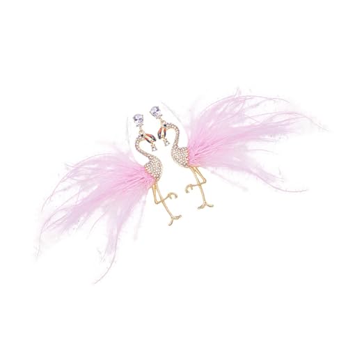 ZORESCOLEO Zarte Flamingo-Ohrringe mit aufwendigen Federdetails und Strasssteinen, stabile Legierung, Schmuckgeschenk von ZORESCOLEO