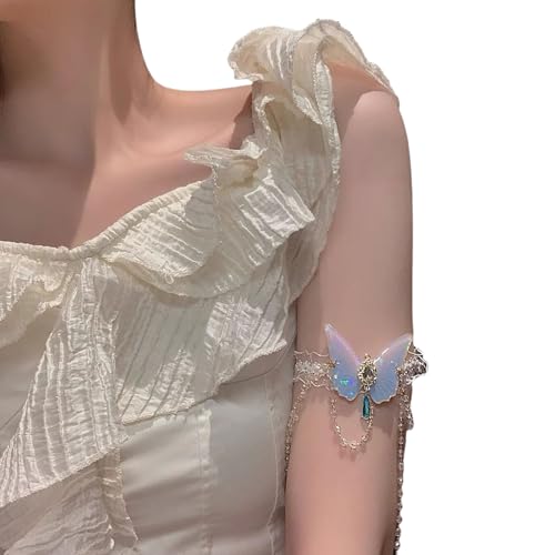 ZORESCOLEO Zarte Legierung Spitze Beinkette mit Schmetterlings-Charm und schwingenden Quasten, wandelbares Fußkettchen-Armband-Design von ZORESCOLEO