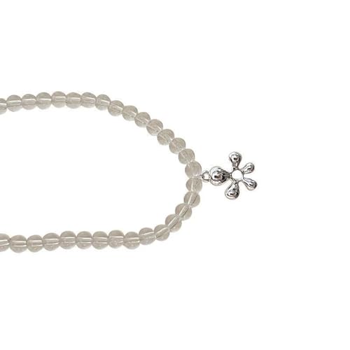 ZORESCOLEO Zierliche silberfarbene Halskette mit Blumen-Anhänger mit funkelnden Kristallperlen, verstellbare Schlüsselbeinkette, Schmuck für Abend-Looks von ZORESCOLEO