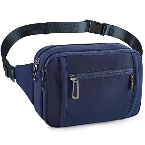 ZORFIN Bauchtaschen für Damen und Herren, modische Gürteltasche mit 5 Reißverschlusstaschen, verstellbarer Gürtel, lässige Hüfttasche für Reisen, Einkaufen, Wandern, grauer Reißverschluss, Medium von ZORFIN