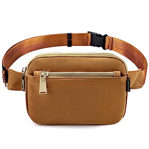 ZORFIN Gürteltasche für Damen und Herren, modische Hüfttasche, wasserabweisend, mit verstellbarem Gürtel für Reisen, Wandern, Radfahren, Laufen, Brown2, Einheitsgröße, von ZORFIN