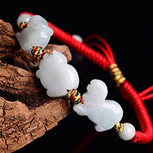 Perlenarmbänder, Schutzarmbänder for Männer und Frauen, Feng Shui-Armband, Hetian-Jade, rote Schnur, Reichtumsarmband, 12 Tierkreiszeichen, Reiki-Kristallarmband, Chakra-Amulett, Glück, verstellbar, A von ZORILO