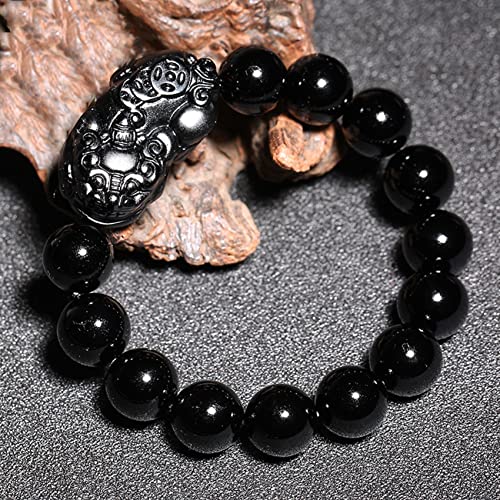 Perlenarmbänder, Schutzarmbänder for Männer und Frauen, Feng Shui-Armband, Obsidian, Pixiu/Piyao, Glücksbringer, Reichtum, Tigerauge, Stein, Chakra, Amulett, Glücksreichtum, Abwehr böser Geister, Armb von ZORILO