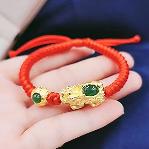 Perlenarmbänder, Schutzarmbänder for Männer und Frauen, Feng Shui-Armband, Reichtum, Wohlstand, Gold, Pixiu/Piyao-Armband, rotes Seil, Chakra, Kristall, Reiki-Amulett, glücklicher Reichtum, Abwehr bös von ZORILO