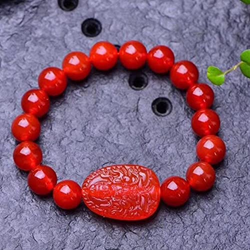 Perlenarmbänder, Schutzarmbänder for Männer und Frauen, Feng Shui-Armband, Sternzeichen-Armband, natürlicher roter Achat, Edelstein, Perlen, verstellbar, Feng Shui, Reichtumsarmband, Talisman, Wohlsta von ZORILO