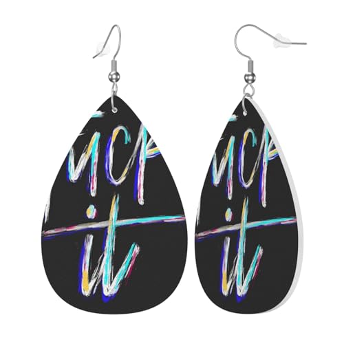 Damen Leder Wassertropfen Ohrringe Tropfenform baumeln Ohrring Regenbogen Fuck It Schmuck Geschenk für Partys Urlaub, Einheitsgröße, Leder von ZORIN