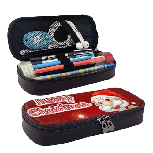 Federmäppchen aus Leder, Weihnachtsmann, Kerze, Reißverschlussfächer, Federmäppchen, Aufbewahrungstasche Federmäppchen aus Leder, Weihnachtsmann, Kerze, Reißverschlussfächer, Federmäppchen, Aufbewahrungstasche von ZORIN