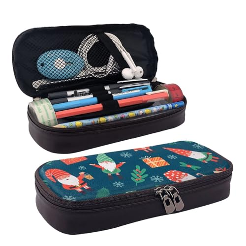 Federmäppchen aus Leder, lustige Weihnachts-Zwerge, Zweige mit Reißverschluss, Federmäppchen, Aufbewahrungstasche von ZORIN