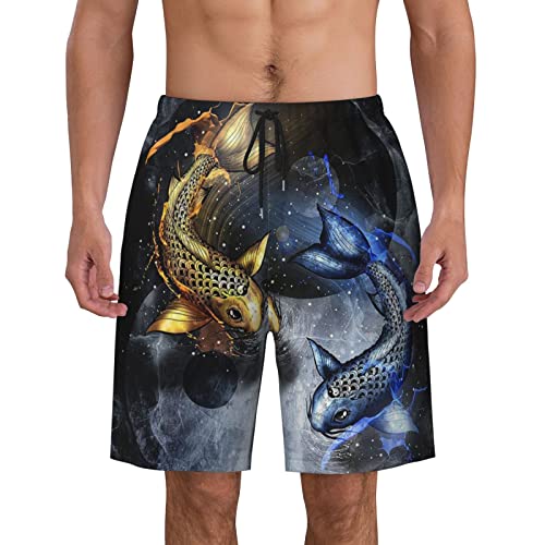 Herren Badehose Badeshorts Tai Chi Yin-Yang Fische Marmor 3D Boardshorts Schnell Trocknen Strandhose, Schwarz , XL von ZORIN