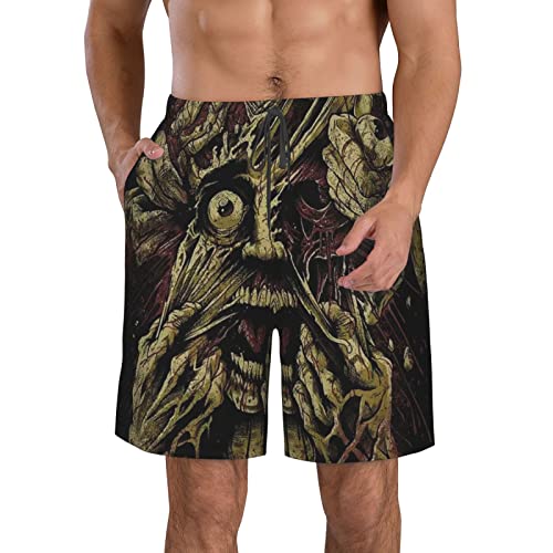 Herren Badehose Heavy Metal Rock Skelett Reizbare Blut Bademode Shorts Schnell Trocken Athletic mit Netzfutter und Taschen, weiß, L/XL von ZORIN