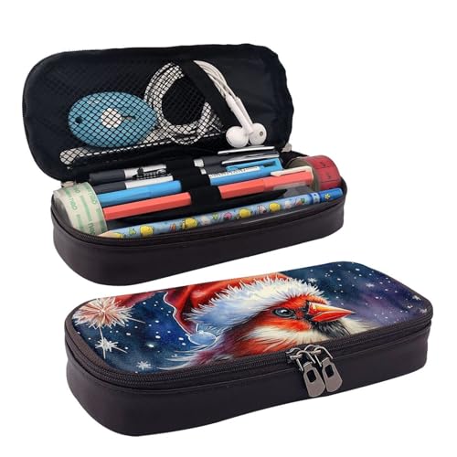 Leder-Federmäppchen, niedliches rotes Kardinal, Reißverschlussfächer, Federmäppchen, Aufbewahrungstasche von ZORIN