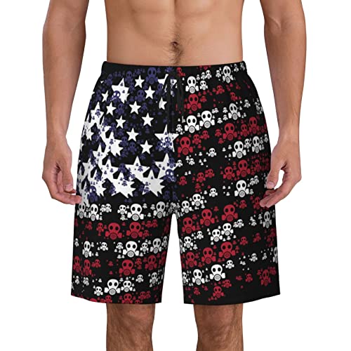 Schnell trocknende Herren-Badeshorts, winkende USA-Flagge, Gasmaske, Bademode für Herren, Schwimmen, Schwarz , 56 von ZORIN