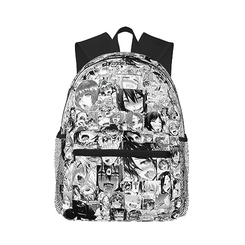 ZORIN 3D Ahegao O-Face Casual Rucksack Daypacks Leichte Büchertasche Für Damen Herren Studenten, Schwarz , One size von ZORIN