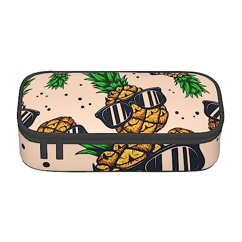 ZORIN Federmäppchen für Mädchen Jungen Große Kapazität Federmäppchen Ananas mit Sonnenbrille Stifttasche Tragbare Make-up-Tasche für Schule Büro Studenten Teenager, Schwarz , Einheitsgröße, Münzbeutel von ZORIN