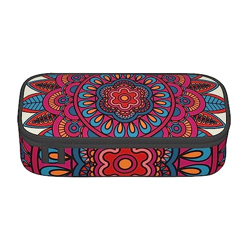 ZORIN Federmäppchen für Mädchen Jungen Große Kapazität Federmäppchen Blooming Mandala Boho Floral Stifttasche Tragbare Make-up-Tasche für Schule Büro Studenten Teenager, Schwarz , Einheitsgröße, von ZORIN