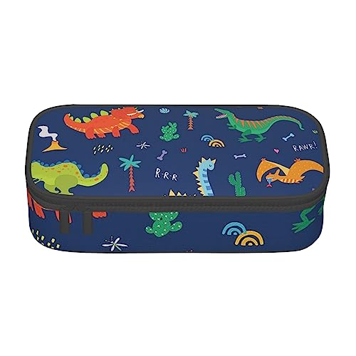 ZORIN Federmäppchen für Mädchen Jungen Große Kapazität Federmäppchen Cartoon Dinosaurier Pflanzen Stifttasche Tragbare Make-up-Tasche für Schule Büro Studenten Teenager, Schwarz , Einheitsgröße, von ZORIN