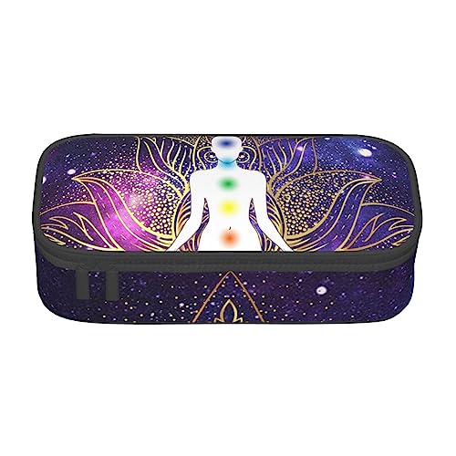 ZORIN Federmäppchen für Mädchen Jungen Große Kapazität Federmäppchen Galaxy Chakra mit Lotusblume Stifttasche Tragbare Make-up-Tasche für Schule Büro Studenten Teenager, Schwarz , Einheitsgröße, von ZORIN