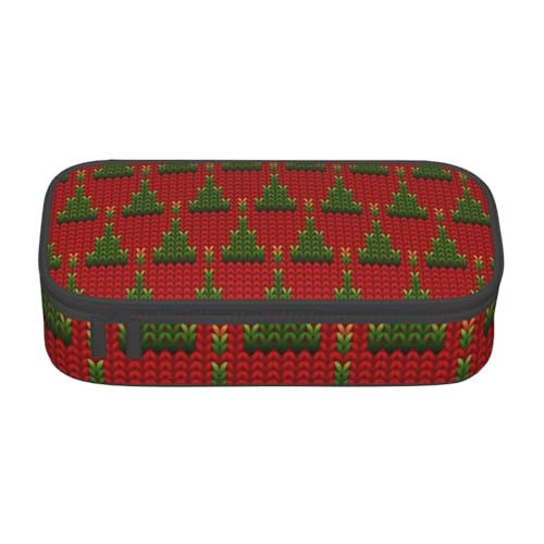 ZORIN Federmäppchen für Mädchen Jungen Große Kapazität Federmäppchen Gestrickt Weihnachtsbaum Grün Rot Stifttasche Tragbare Make-up-Tasche für Schule Büro Studenten Teenager, Schwarz , Einheitsgröße, von ZORIN