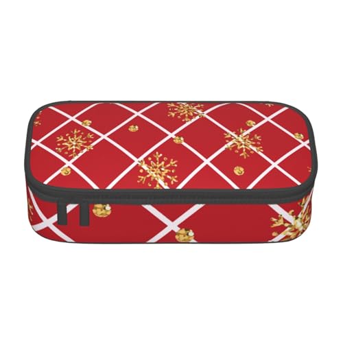 ZORIN Federmäppchen für Mädchen Jungen Große Kapazität Federmäppchen Gold Schneeflocke Weihnachten Plaid Stifttasche Tragbare Make-up-Tasche für Schule Büro Studenten Teenager, Schwarz , von ZORIN