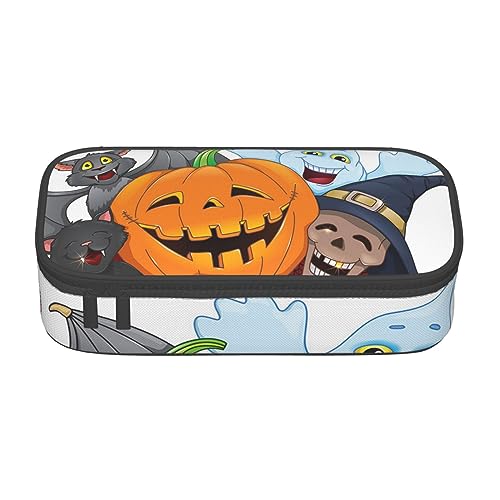 ZORIN Federmäppchen für Mädchen Jungen Große Kapazität Federmäppchen Halloween Fledermaus Katze Schädel Stifttasche Tragbare Make-up-Tasche für Schule Büro Studenten Teenager, Schwarz , Einheitsgröße, von ZORIN