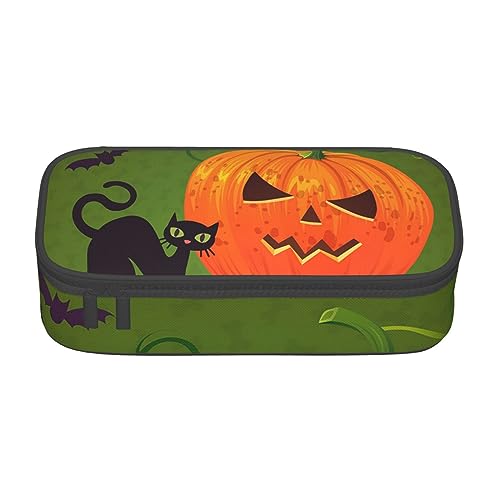 ZORIN Federmäppchen für Mädchen Jungen Große Kapazität Federmäppchen Happy Halloween Kürbis Katze Stifttasche Tragbare Make-up-Tasche für Schule Büro Studenten Teenager, Schwarz , Einheitsgröße, von ZORIN