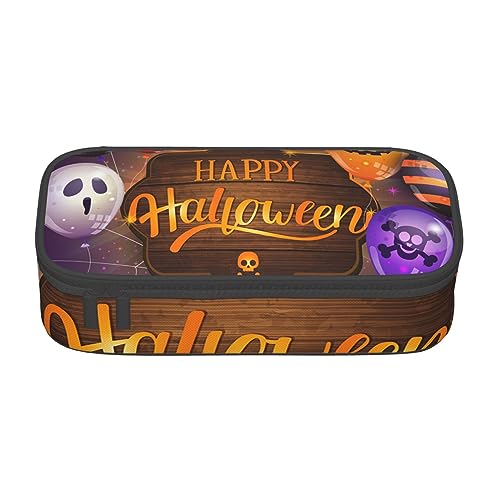 ZORIN Federmäppchen für Mädchen Jungen Große Kapazität Federmäppchen Happy Halloween Luftballons Stifttasche Tragbare Make-up-Tasche für Schule Büro Studenten Teenager, Schwarz , Einheitsgröße, von ZORIN