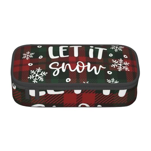 ZORIN Federmäppchen für Mädchen Jungen Große Kapazität Federmäppchen Let It Snow Weihnachten Plaid Stifttasche Tragbare Make-up-Tasche für Schule Büro Studenten Teenager, Schwarz , Einheitsgröße, von ZORIN