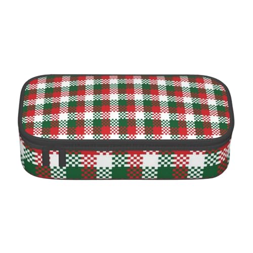 ZORIN Federmäppchen für Mädchen Jungen Große Kapazität Federmäppchen Mosaik Weihnachten Tartan Karo Stifttasche Tragbare Make-up-Tasche für Schule Büro Studenten Teenager, Schwarz , Einheitsgröße, von ZORIN