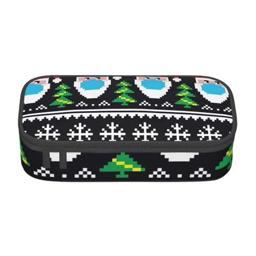 ZORIN Federmäppchen für Mädchen Jungen Große Kapazität Federmäppchen Mosaik Weihnachtsmann Weihnachtsbaum Herzform Stifttasche Tragbare Make-up-Tasche für Schule Büro Studenten Teenager, Schwarz , von ZORIN