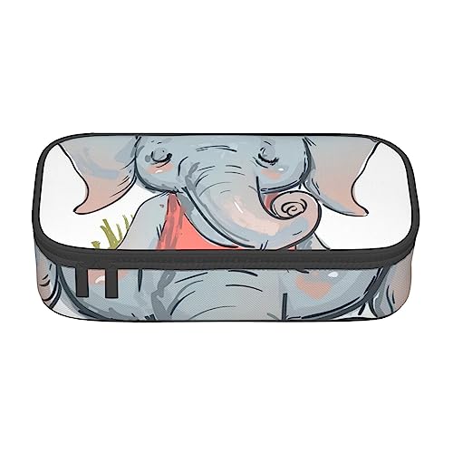 ZORIN Federmäppchen für Mädchen Jungen Große Kapazität Federmäppchen Niedlich Yoga Elefant Stifttasche Tragbare Make-up-Tasche für Schule Büro Studenten Teenager, Schwarz , Einheitsgröße, Münzbeutel von ZORIN