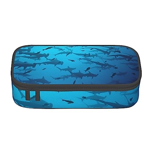 ZORIN Federmäppchen für Mädchen Jungen Große Kapazität Federmäppchen Ocean Shark Gruppe Schwimmen Stifttasche Tragbare Make-up-Tasche für Schule Büro Studenten Teenager von ZORIN