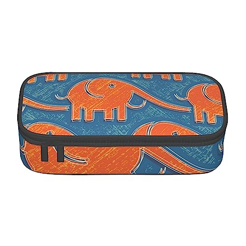 ZORIN Federmäppchen für Mädchen Jungen Große Kapazität Federmäppchen Retro Gelbe Linie Elefant Stifttasche Tragbare Make-up-Tasche für Schule Büro Studenten Teenager, Schwarz , Einheitsgröße, von ZORIN