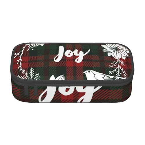 ZORIN Federmäppchen für Mädchen Jungen Große Kapazität Federmäppchen Weihnachten Fink Vogel Tartan Stifttasche Tragbare Make-up-Tasche für Schule Büro Studenten Teenager, Schwarz , Einheitsgröße, von ZORIN