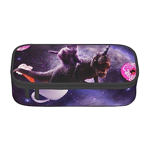 ZORIN Federmäppchen für Mädchen Jungen Große Kapazität Federmäppchen Weltraum Katze Reiten Dinosaurier Galaxy Stifttasche Tragbare Make-up-Tasche für Schule Büro Studenten Teenager, Schwarz , von ZORIN