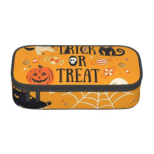 ZORIN Federmäppchen für Mädchen Jungen Große Kapazität Federmäppchen Wolf Trick or Treat Stifttasche Tragbare Make-up-Tasche für Schule Büro Studenten Teenager, Schwarz , Einheitsgröße, Münzbeutel von ZORIN