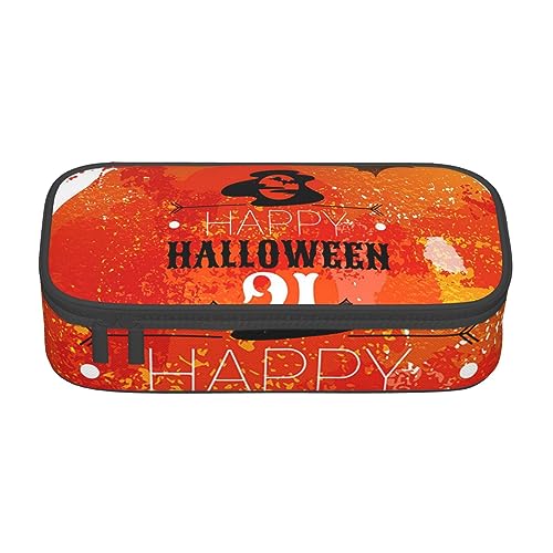 ZORIN Federmäppchen für Mädchen und Jungen, große Kapazität, Federmäppchen, Halloween, Aquarell-Kürbis-Stift-Tasche, tragbare Make-up-Tasche für Schule, Büro, Studenten, Teenager, Schwarz , von ZORIN