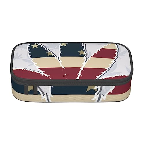 ZORIN Großes Federmäppchen für Mädchen und Jungen, Stifttasche, Beutelhalter, Blatt mit USA-Flagge, Schule, Schreibwaren, Organizer, Make-up-Kosmetiktasche für Teenager, Studenten, Erwachsene, Schwarz von ZORIN