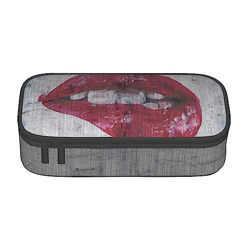 ZORIN Großes Federmäppchen für Mädchen und Jungen, Stifttasche, Beutelhalter, rote Lippen, blutender Druck, Schule, Schreibwaren, Organizer, Make-up-Kosmetiktasche für Teenager, Studenten, Erwachsene, von ZORIN