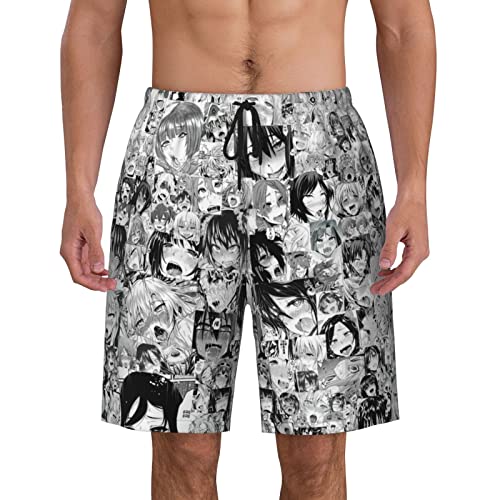 ZORIN Herren Badehose Badeshorts Ahegao O-Face 3D Boardshorts Schnell Trocken Strandhose, Schwarz , XXL von ZORIN