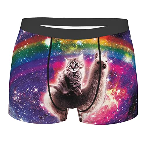 ZORIN Herren-Boxershorts, Hipster-Boxershorts, elastisch, für Herren, Regenbogen, Galaxie, Katze, Lama, Mops, Schwarz , L von ZORIN