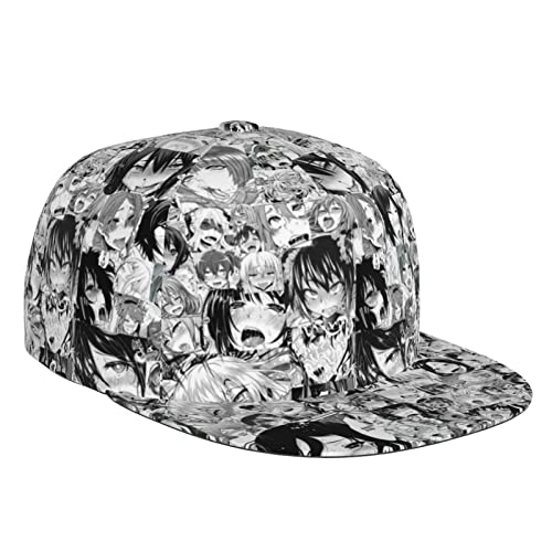 ZORIN Herren und Damen Baseballkappe Ahegao O-Face 3D Druck Tanz Mode Cool Visier Hüte Verstellbare Jugendliche Straßenkappe Klassische Sport Kappe für Unisex Schwarz, Schwarz , One size von ZORIN