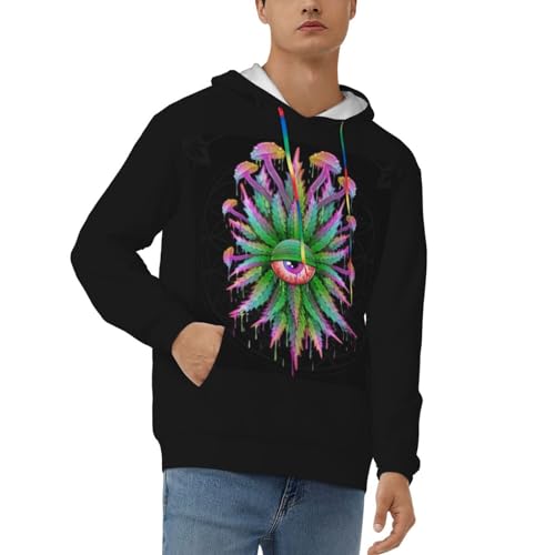 ZORIN Lässiges Herren-Hoodie-Sweatshirt mit lustigem Blatt-Augen-Pilz-Motiv, 3D-Druck, langärmelig, Sportbekleidung, Pullover von ZORIN