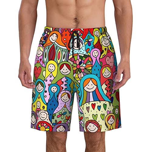 ZORIN Schnell trocknende Herren-Badehose, russische Nesting-Puppen, Bademode für Herren, Schwimmen, Schwarz , L/XL von ZORIN